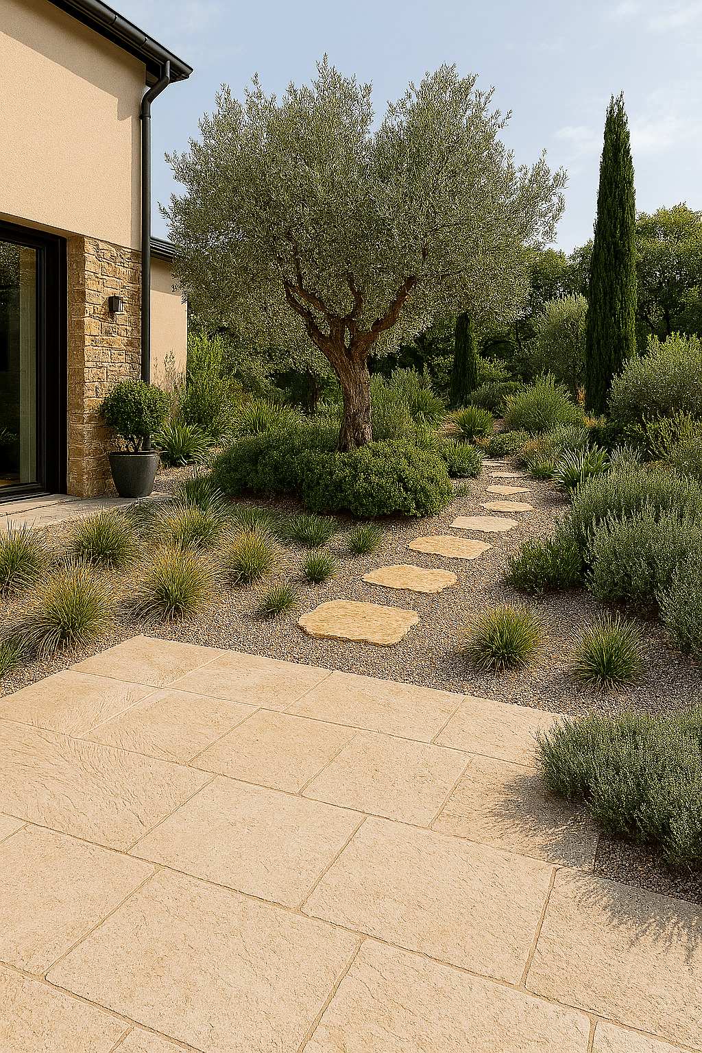 Installation terrasse et am&eacute;nagement jardin Franqueville-Saint-Pierre